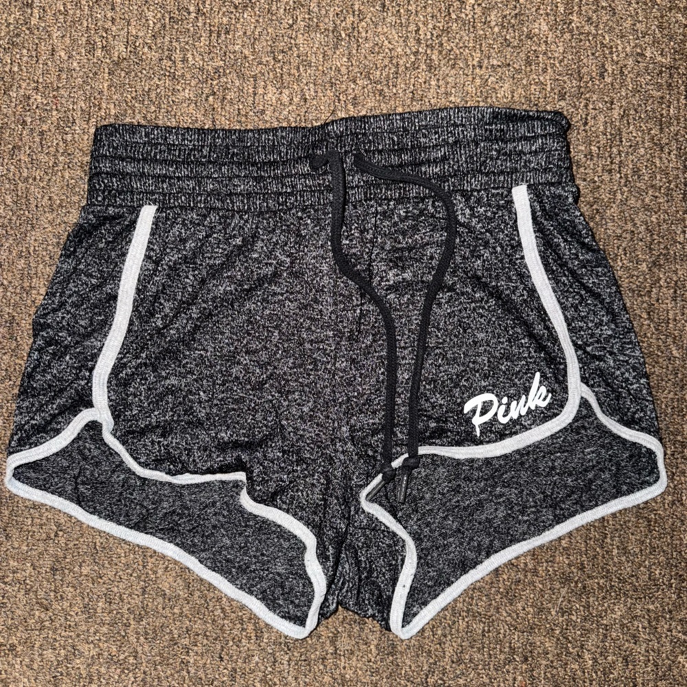 PINK Victoria's Secret Charcoal and White Athletic Shorts